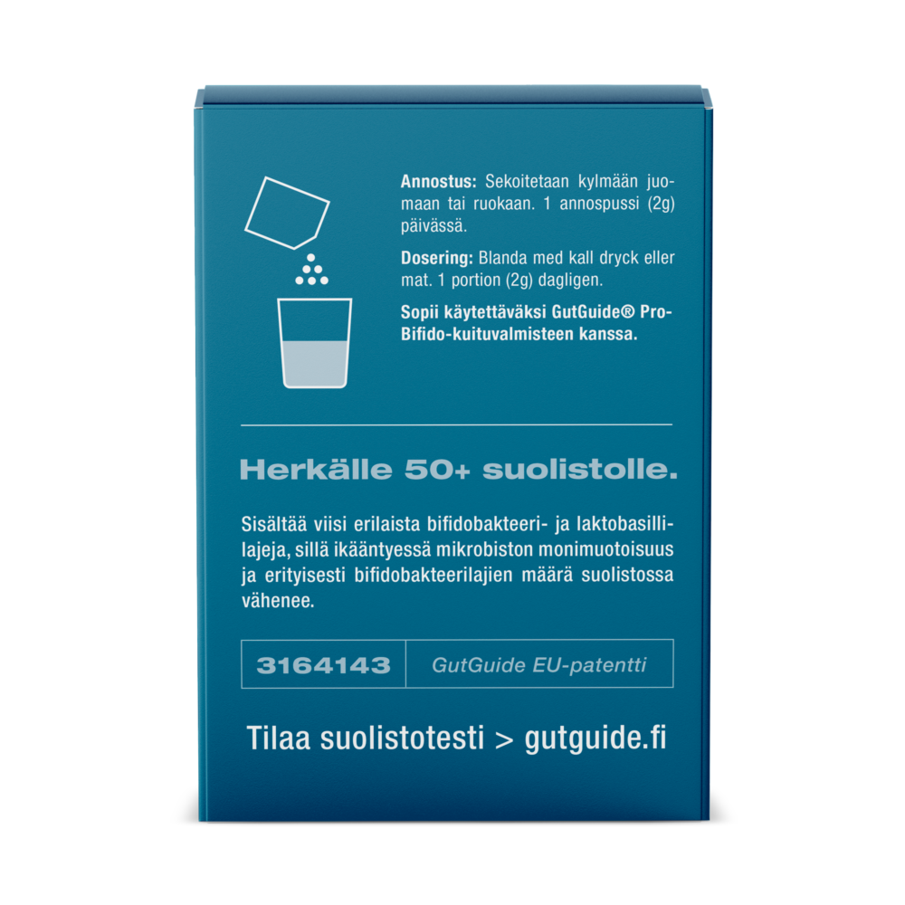 GutGuidre-ProVillus50+-bakteerilisä-herkälle-suolistolle
